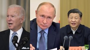 الرئيس الصيني/ شي جين بينغ، الرئيس الروسي، فلاديمير بوتين، الرئيس الأمريكي/ جو بايدن